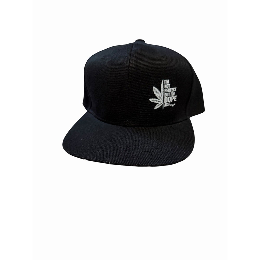 NEW mens snapback flat bill hat cap adjustable pot leaf black not perfect dope
